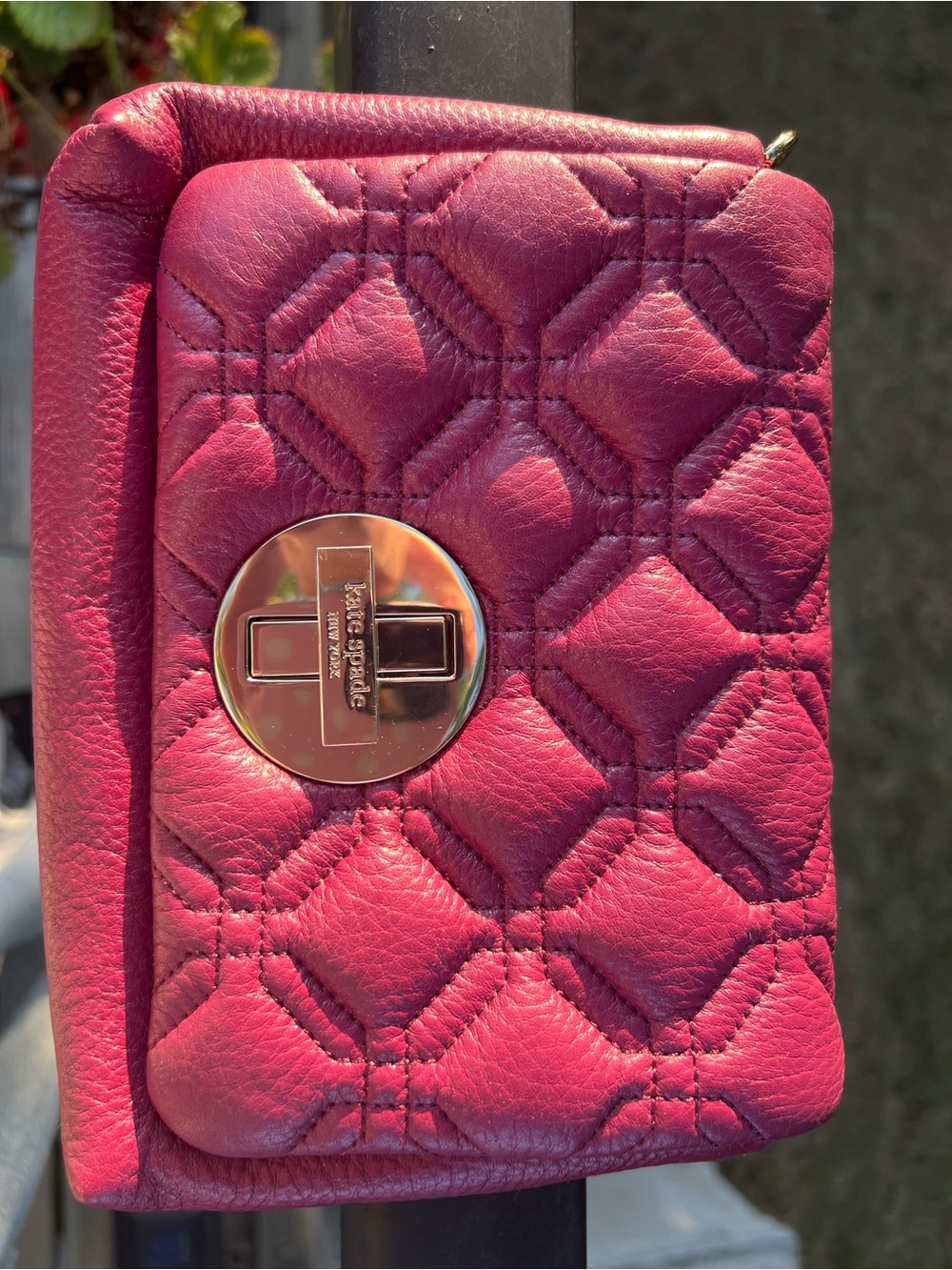kate spade Quilted Plum Leather Mini Crossbody